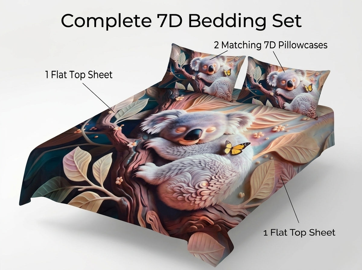 Koala Haven 280-TC 7D Bedsheet Set - (Multicolor)
