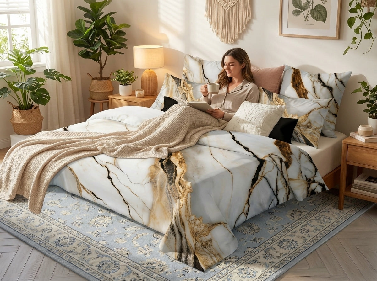 Fairy Tale Ivory Quartz 280-TC 7D Bedsheet Set - (Ivory)