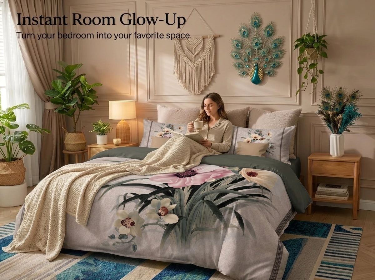 Blossom Serenity 280-TC 7D Bedsheet Set - (Grey)