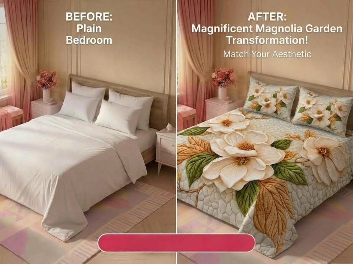 Floral Reverie 280-TC Printed 7D Bedsheet Set – (Cream & Sage)