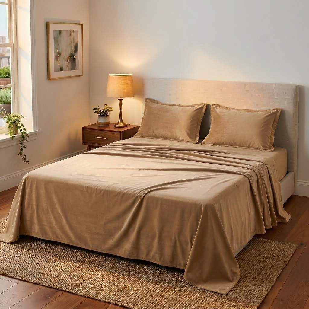 Cocoa Taupe Velvet Bedsheet (Warm Taupe Brown)