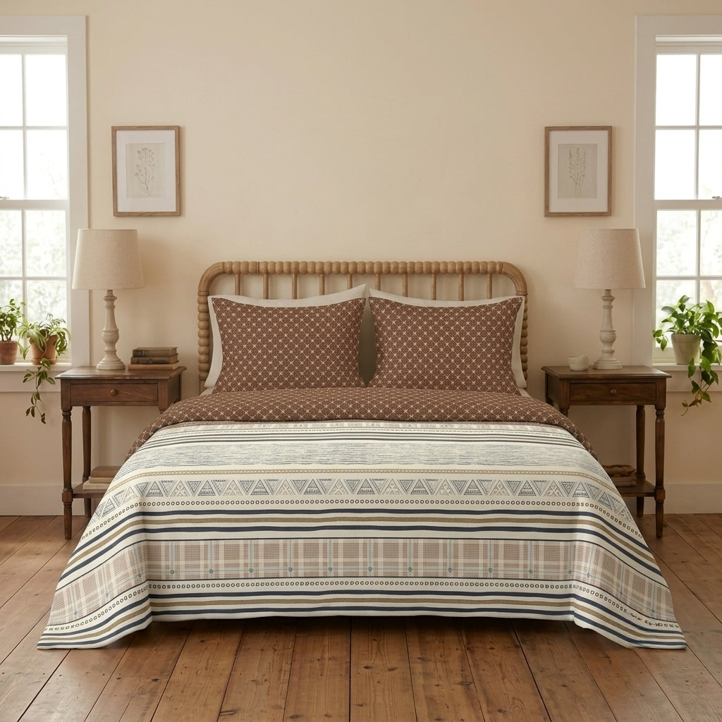 Vintage Loom Cotton Bedsheet & Comforter Set
