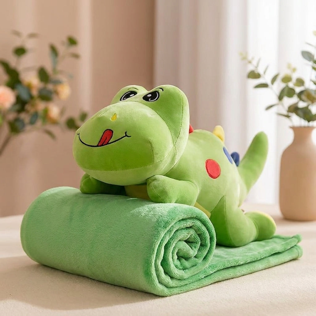 TinyRex 3 in 1 Kids Blanket, Pillow & Soft Toy (Green)