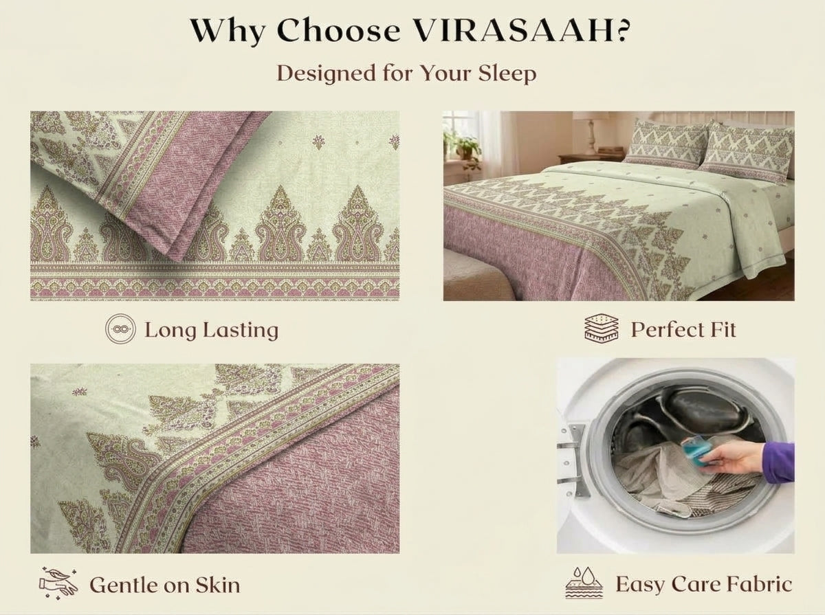 Zariya – 320-TC Pure Cotton Bedsheet Set