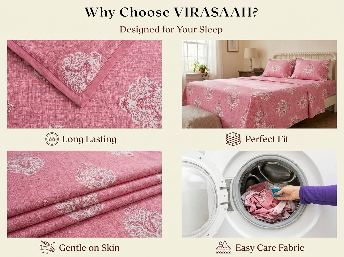 Terracotta – 260-TC Pure Cotton Bedsheet Set