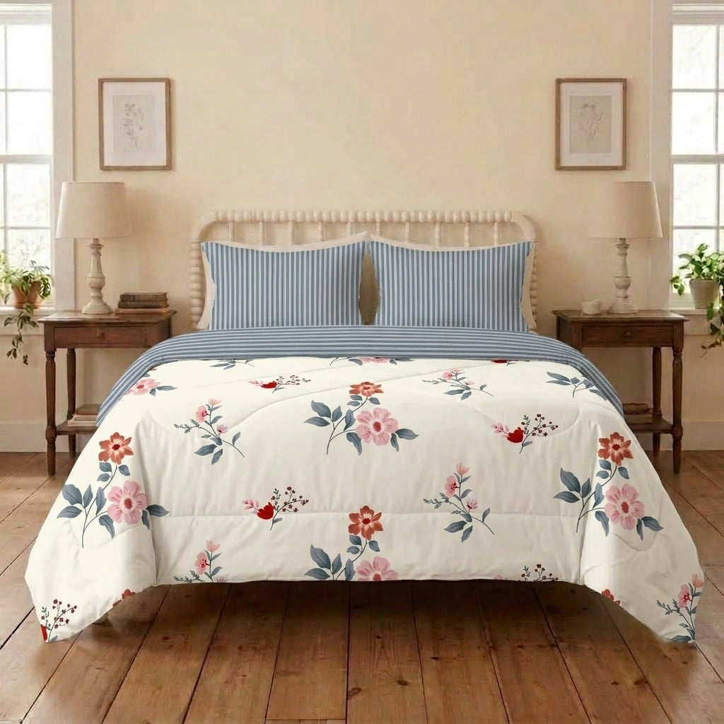 Country Vine Cotton Bedsheet & Comforter Set