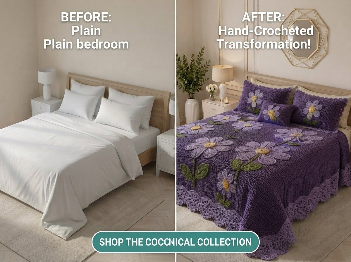 Violet 280-TC Printed Crochet Paradise Bedsheet Set - (Violet)