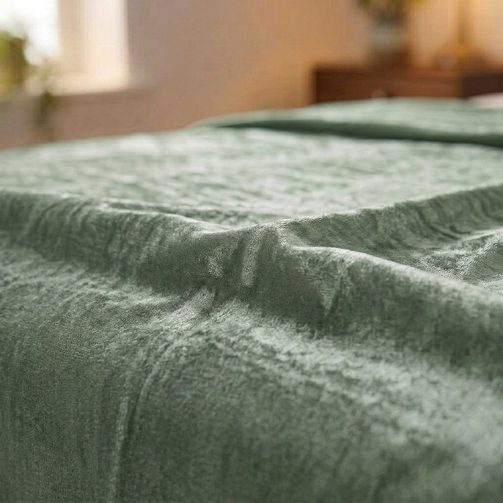 Sage Mist Velvet Bedsheet (Soft Teal Green)