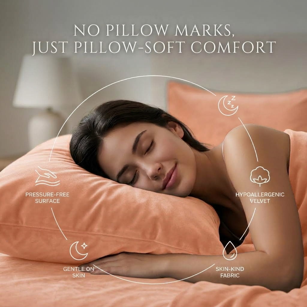 Peach Glow Velvet Winter Bedsheet (Light Peach)