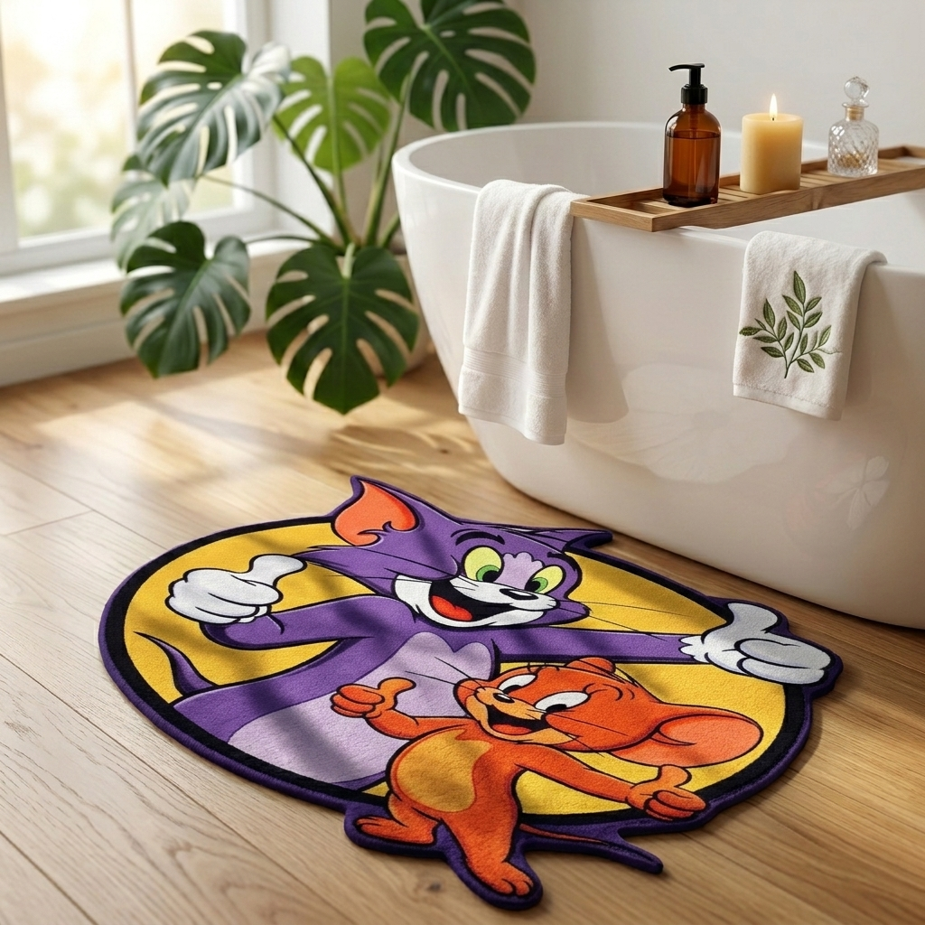 Tom & Jerry Fun Designer Floor Mat (Multicolor)