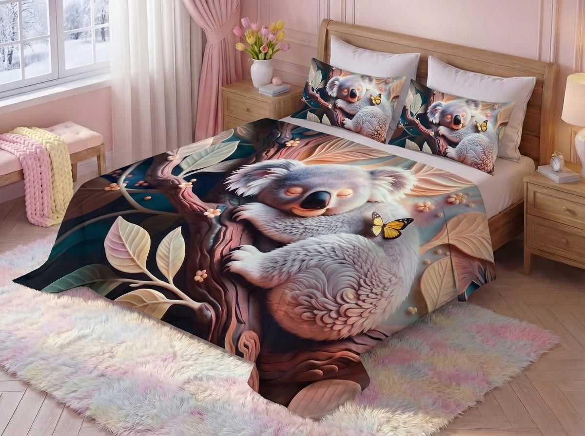 Koala Haven 280-TC 7D Bedsheet Set - (Multicolor)