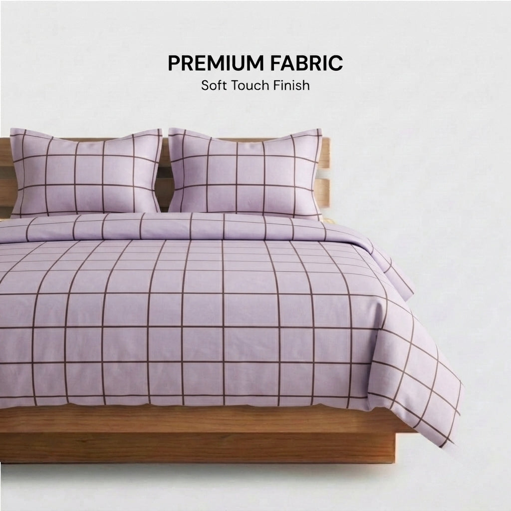 Lavender Line 320-TC Cherry Gingham Bedsheet (Lilac & Purple)