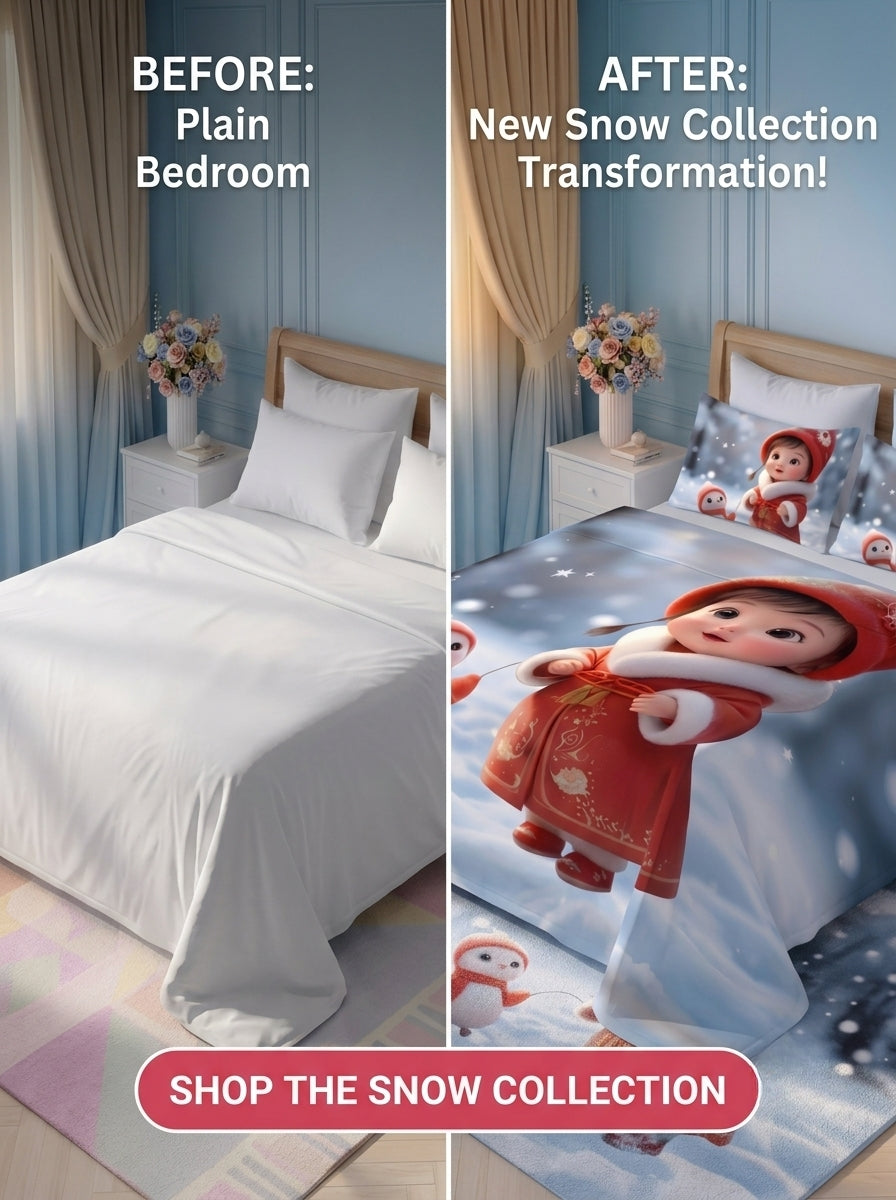 Fairy Tale Snow Baby 280-TC 7D Bedsheet Set - (red blue)