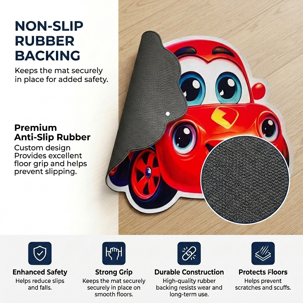 Speedy Racer Kids Designer Floor Mat (Red)
