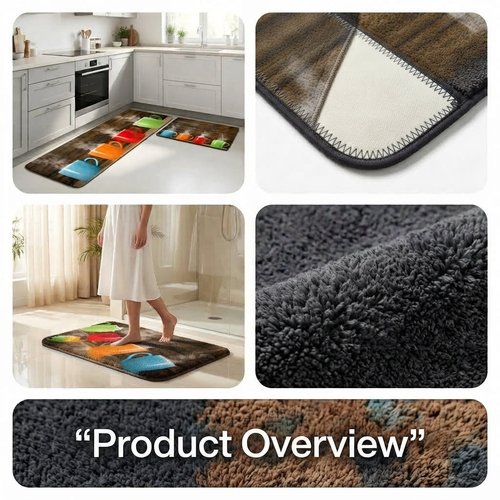 Virasaah Colorful Mugs Designer Floor Mat (Multicolor)