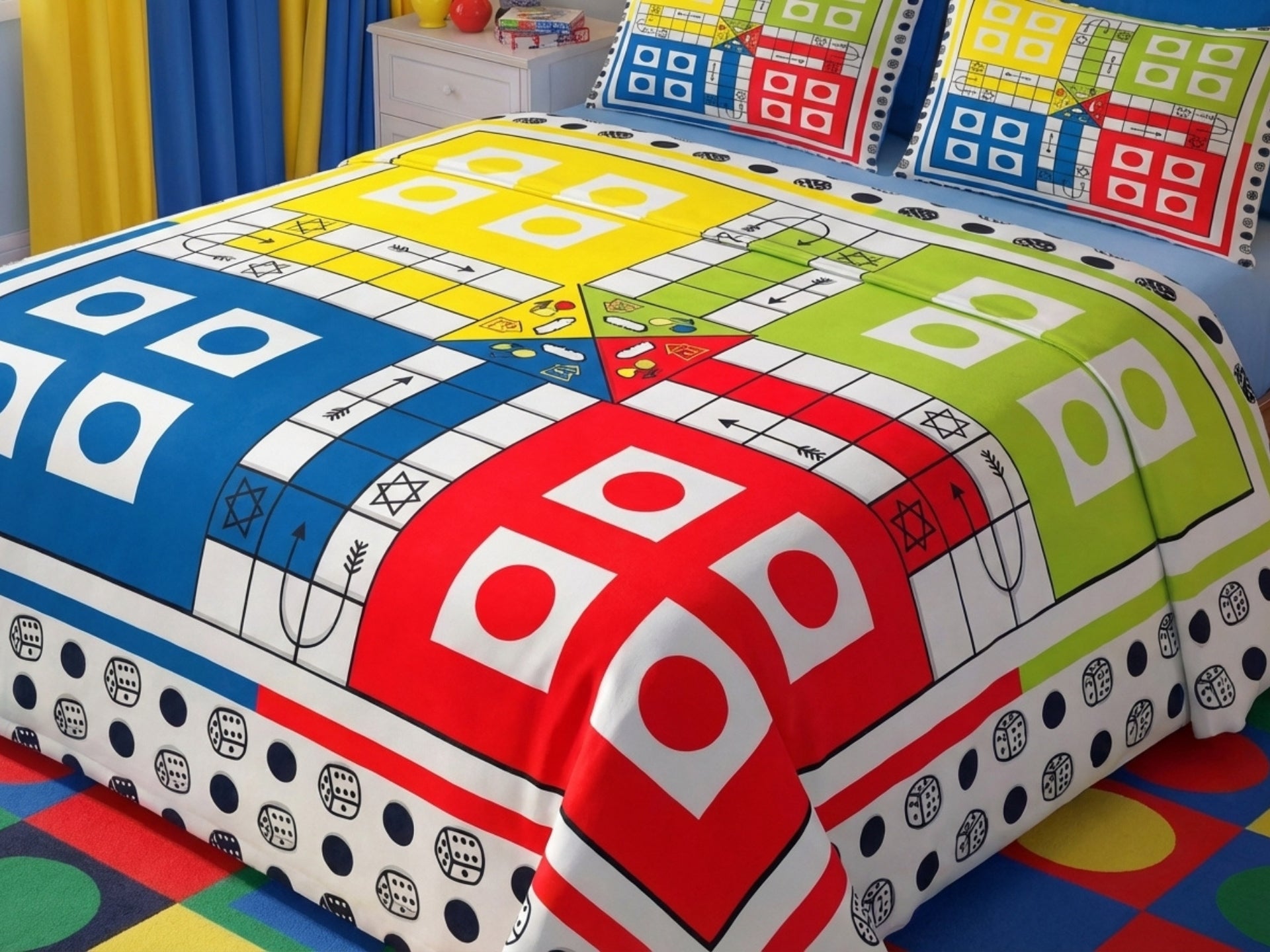 Fairy Tale Ludo 7D Bedsheet Set - (Multi Color)