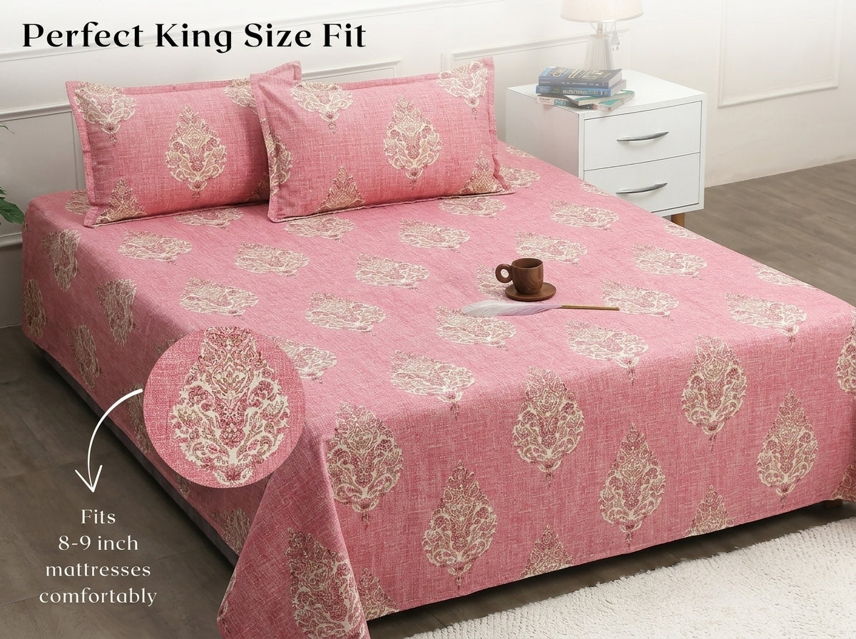 Terracotta – 260-TC Pure Cotton Bedsheet Set