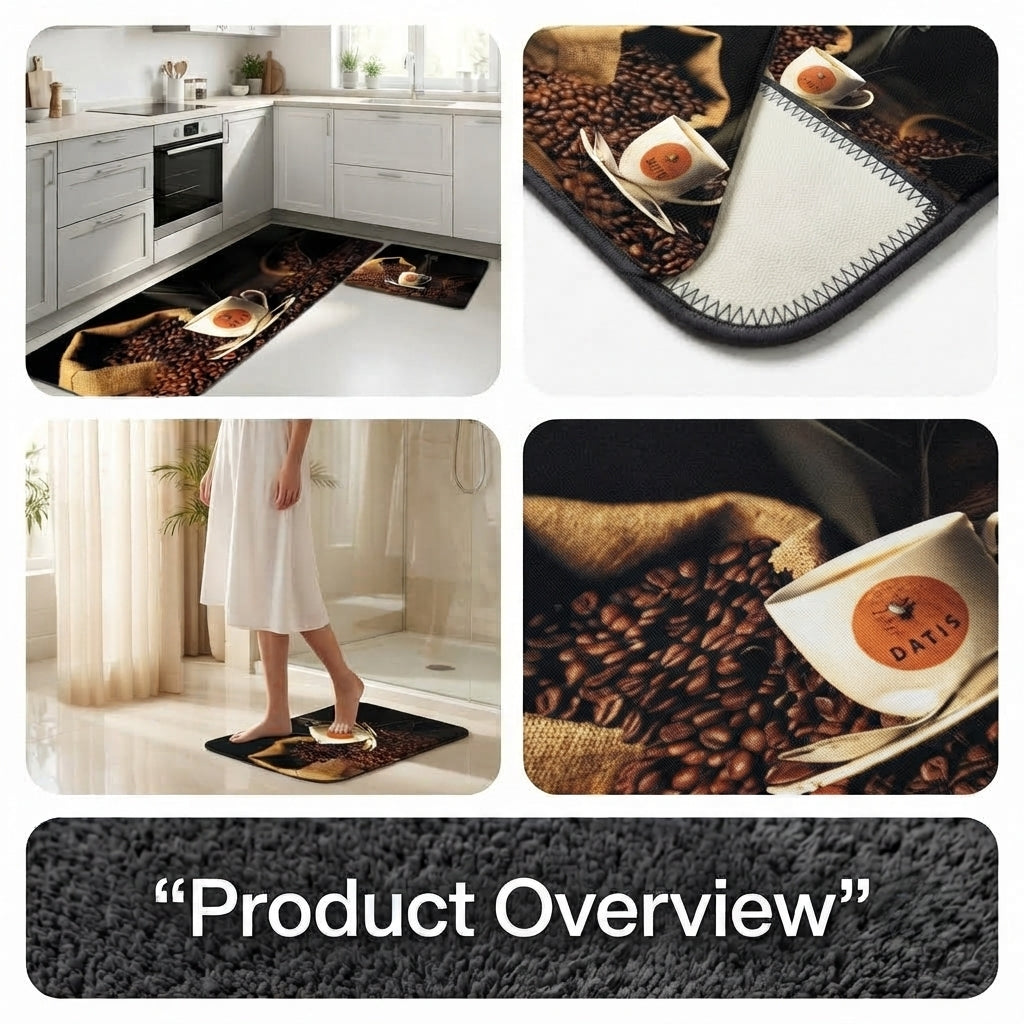 Virasaah Coffee Beans Designer Floor Mat (Brown)