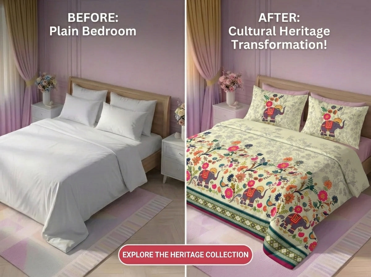 Royal Elephant Garden 280-TC 7D Bedsheet Set - (Multicolor)
