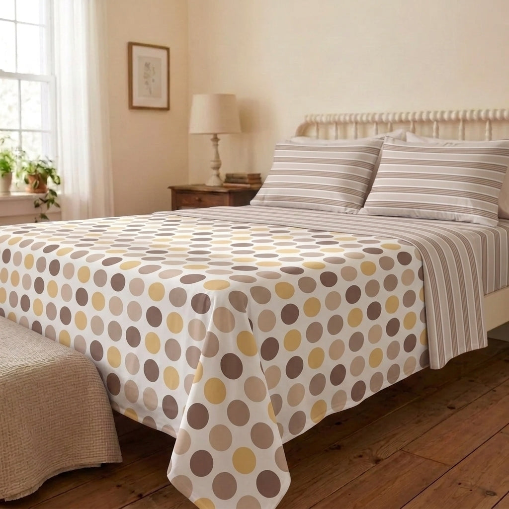 Dotted Mosaic Cotton Bedsheet & Comforter Set