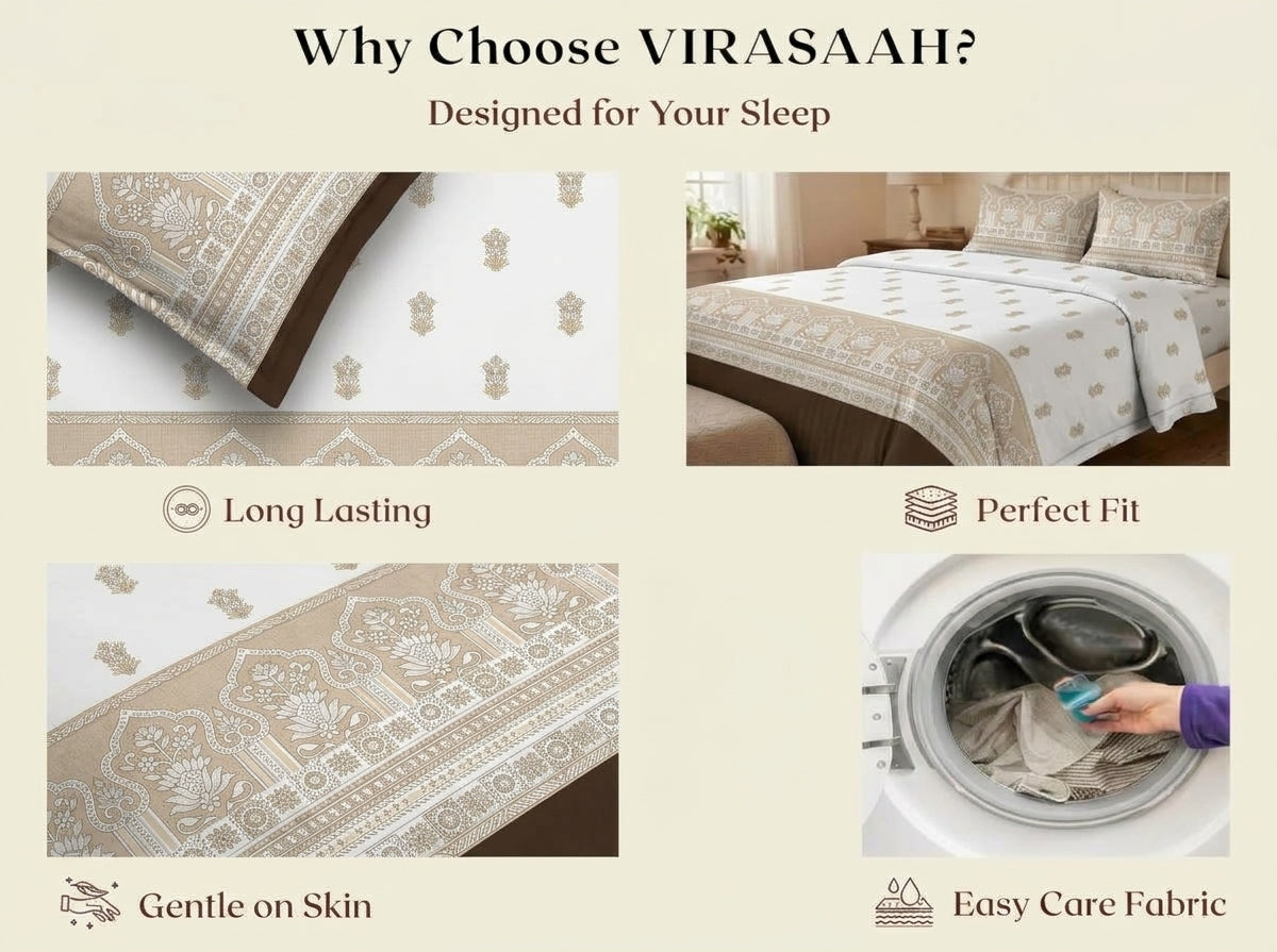 Elvara – 320-TC Pure Cotton Bedsheet Set