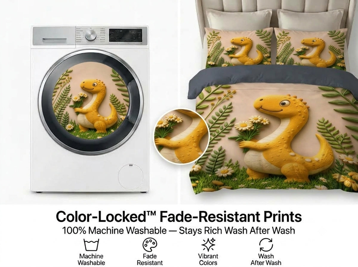 Fairy Tale Dino Bloom 280-TC 7D Bedsheet Set – (Sage Green)