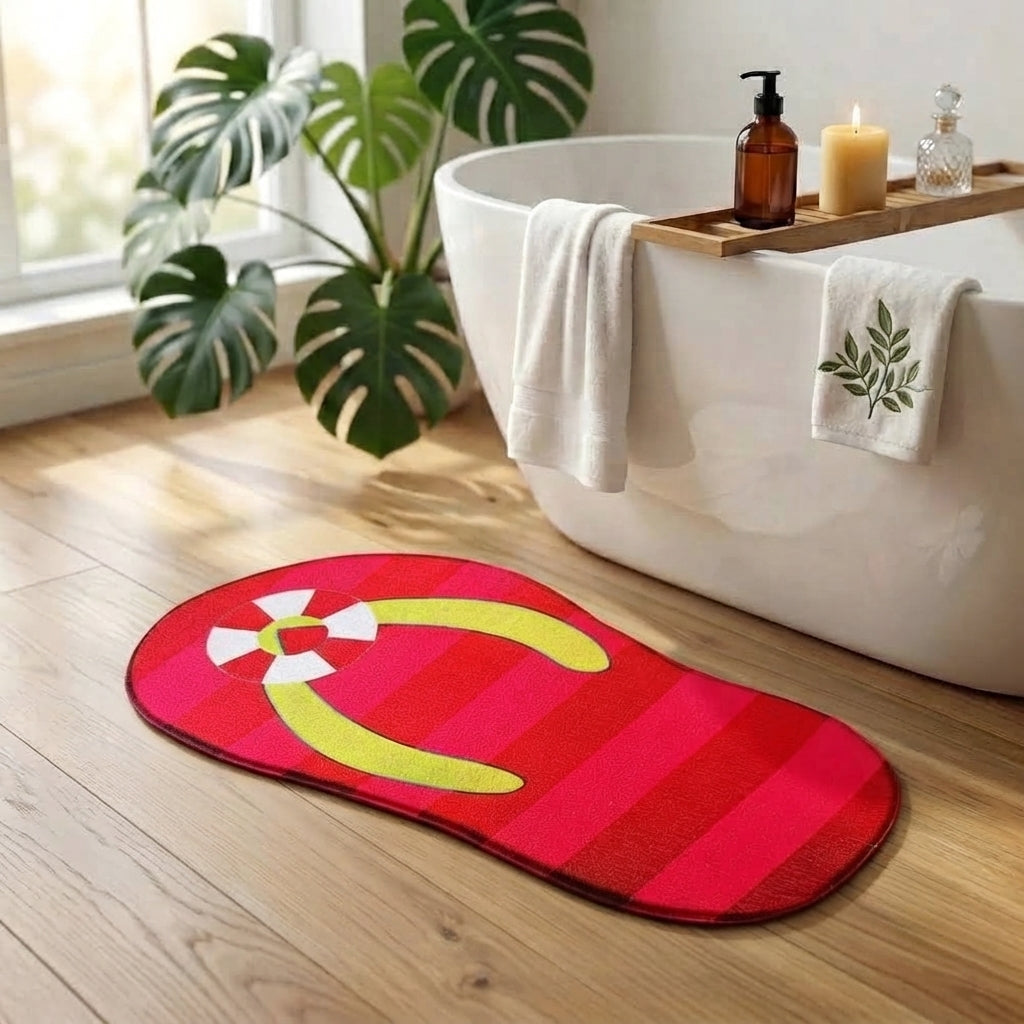 Crimson Curve Designer Floor Mat (Red & Yellow)