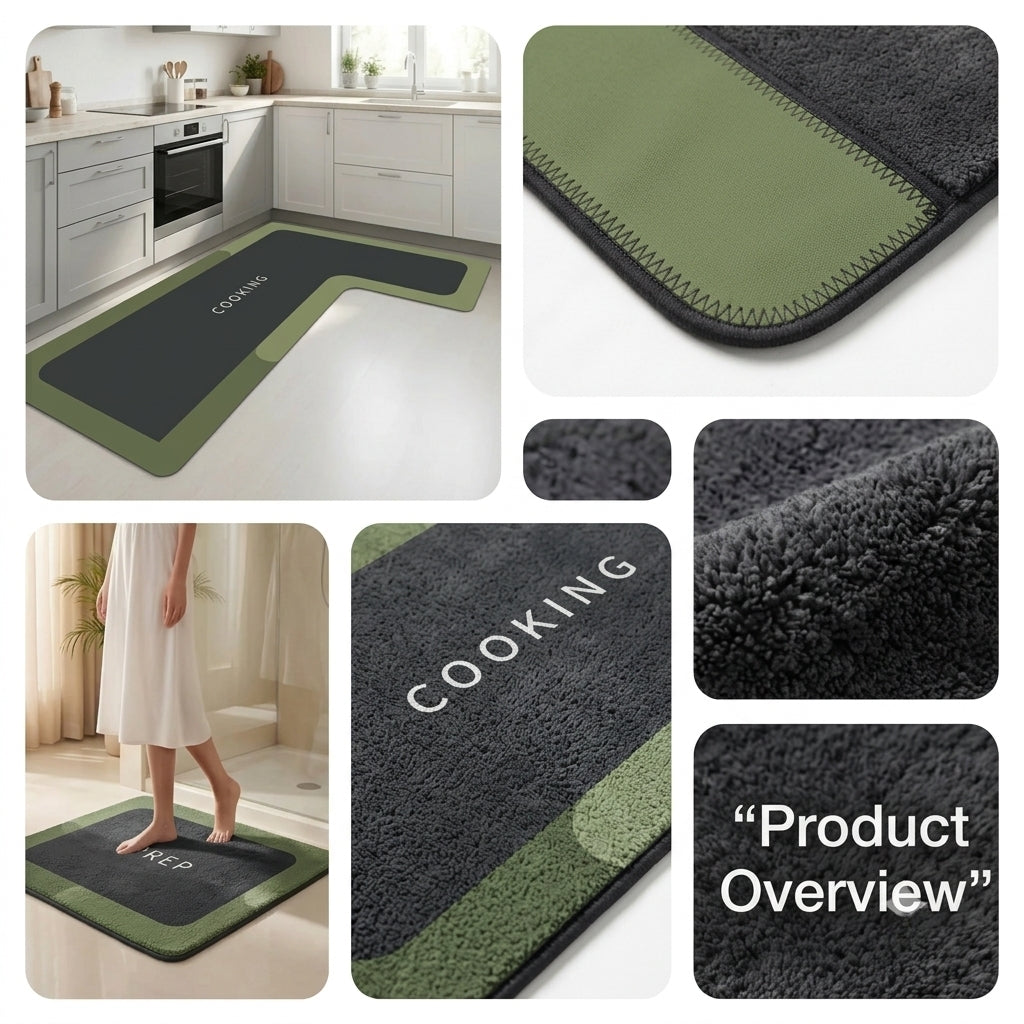 Virasaah Olive Border Designer Floor Mat (Green & Black)
