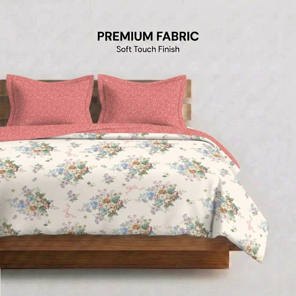 Rosewood Garden Cotton Bedsheet & Comforter Set