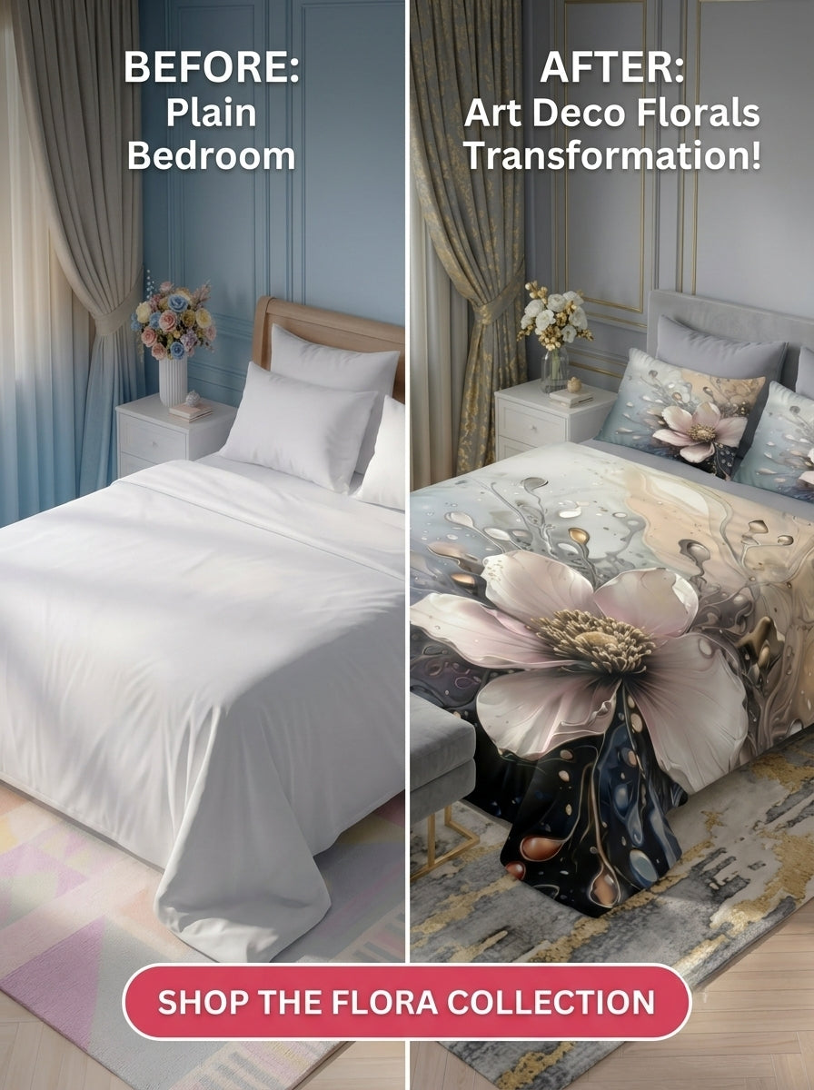 7D Aqua Bloom Mirage 280-TC Premium king Size Bedsheet (blue-grey)