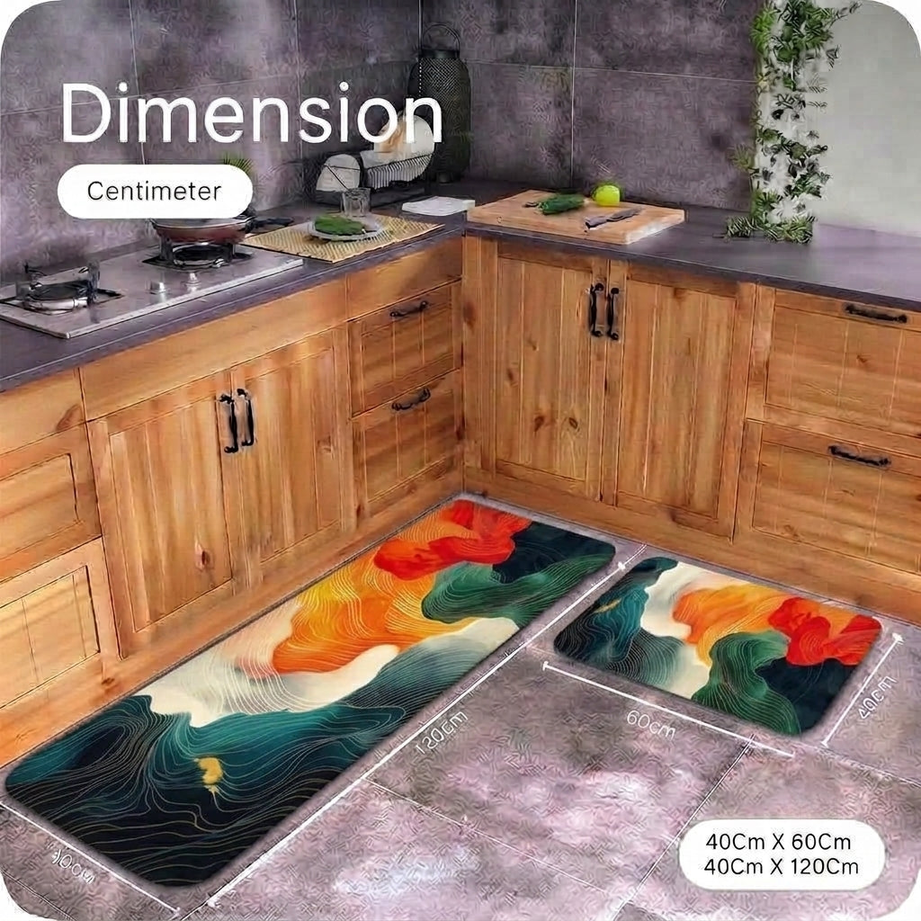 Virasaah Abstract Waves Designer Floor Mat (Multicolor)