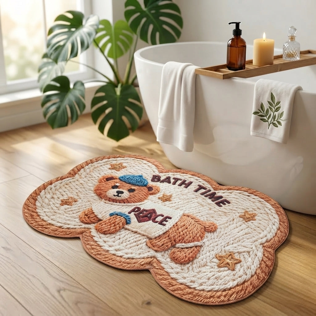 Little Bear Comfort Designer Floor Mat (Cream & Brown)