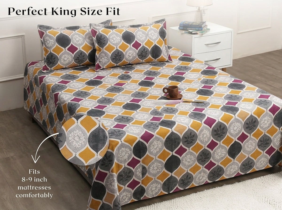 Jharokha – 260-TC Pure Cotton Bedsheet Set