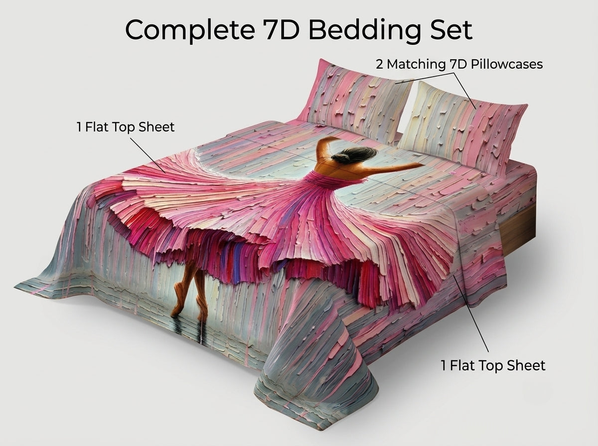 Fairy Tale Dancing Girl 7d Bedsheet Set - Pink
