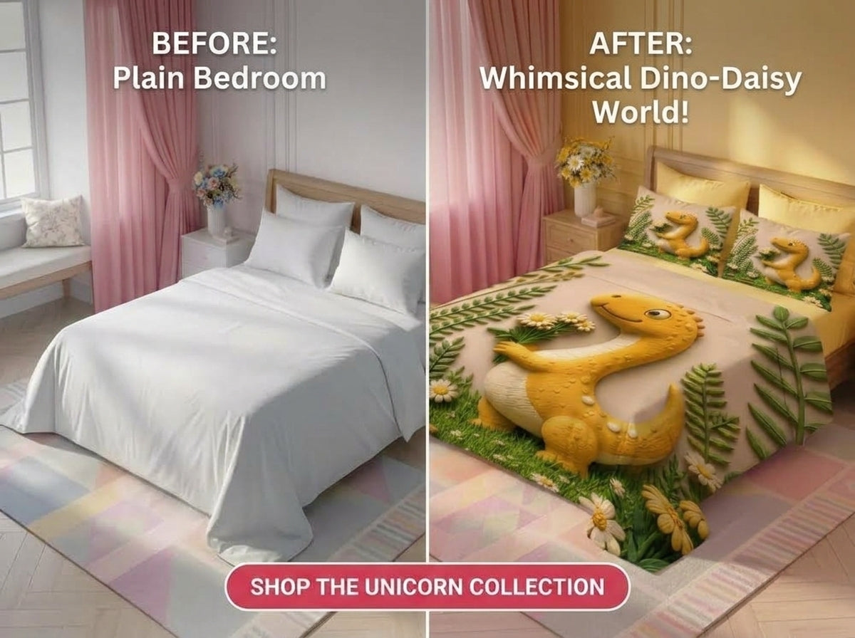 Fairy Tale Dino Bloom 280-TC 7D Bedsheet Set – (Sage Green)