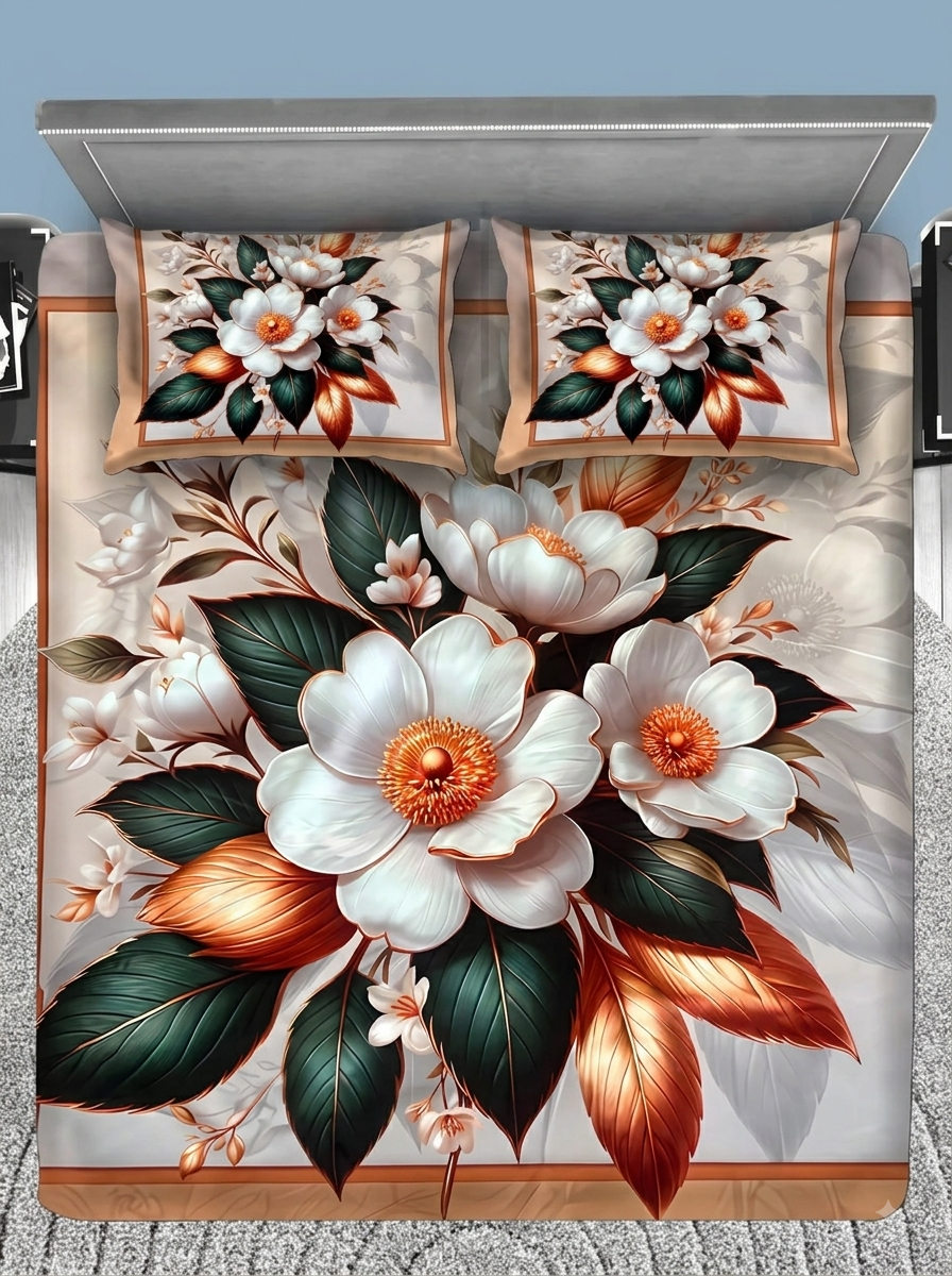 Enchanted Bloom 280-TC 7D Bedsheet Set - (Ivory)