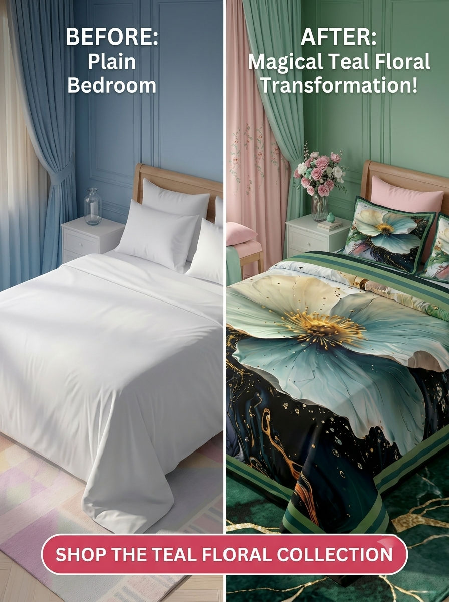 7D Celestial Petal 280-TC Premium King Size Bedsheet (Green-White)