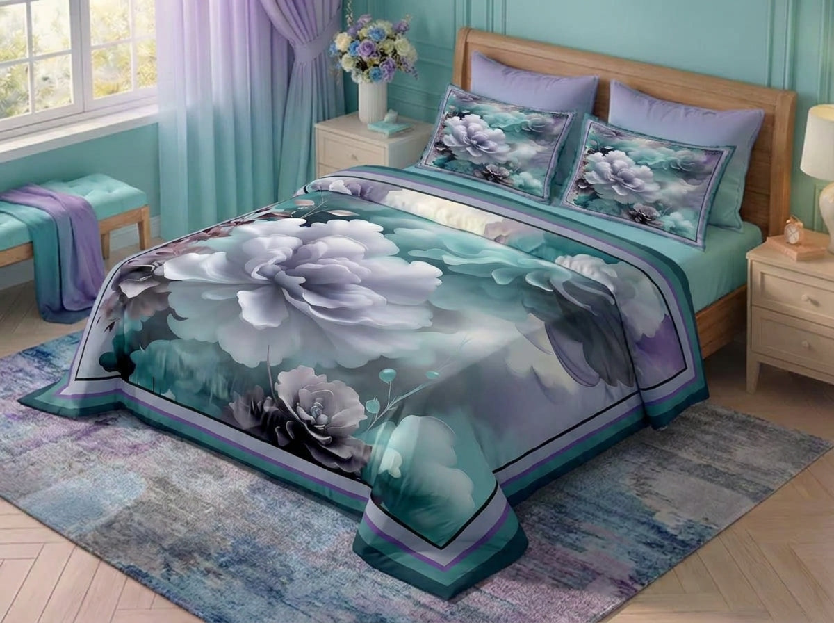 Fairy Tale Mystic Bloom 7d Bedsheet Set - Aqua