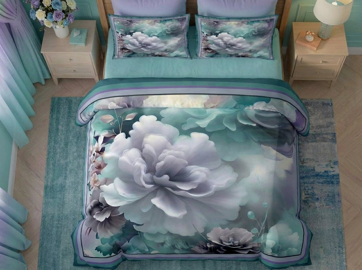 Fairy Tale Mystic Bloom 7d Bedsheet Set - Aqua