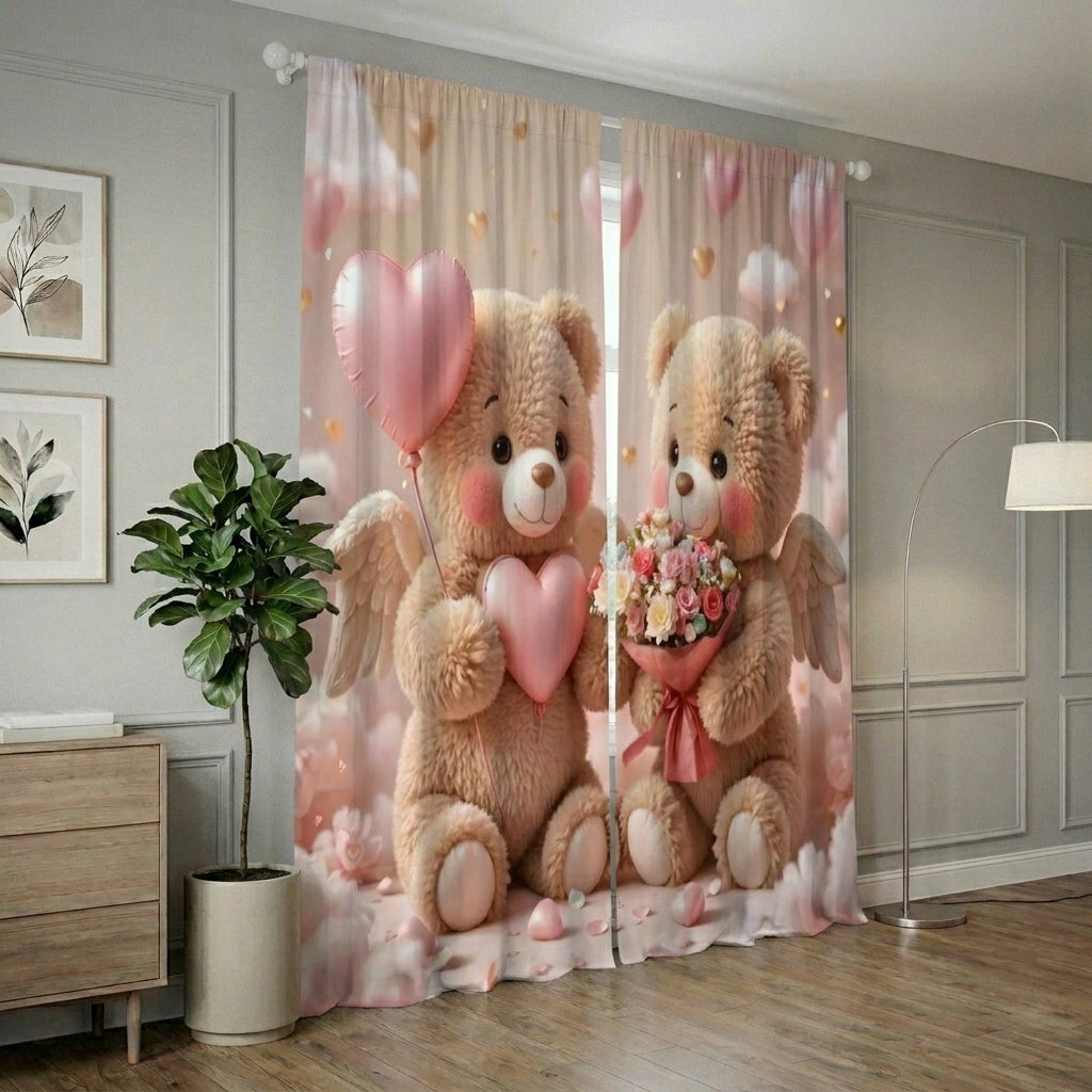 Blush Bear Home Curtains – Set of 2