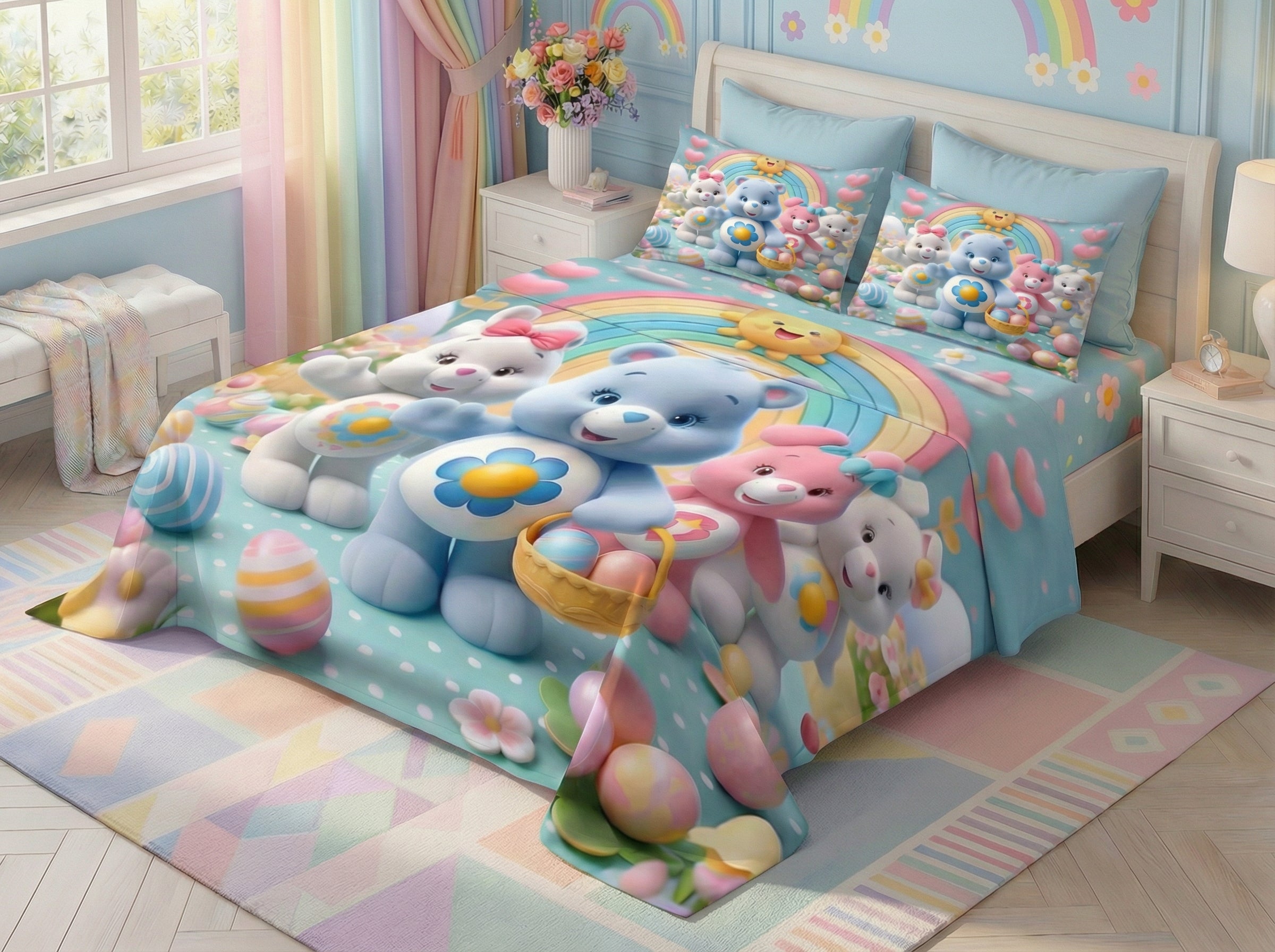 Fairy Tale Happy Bears 7D Bedsheet Set – Blue