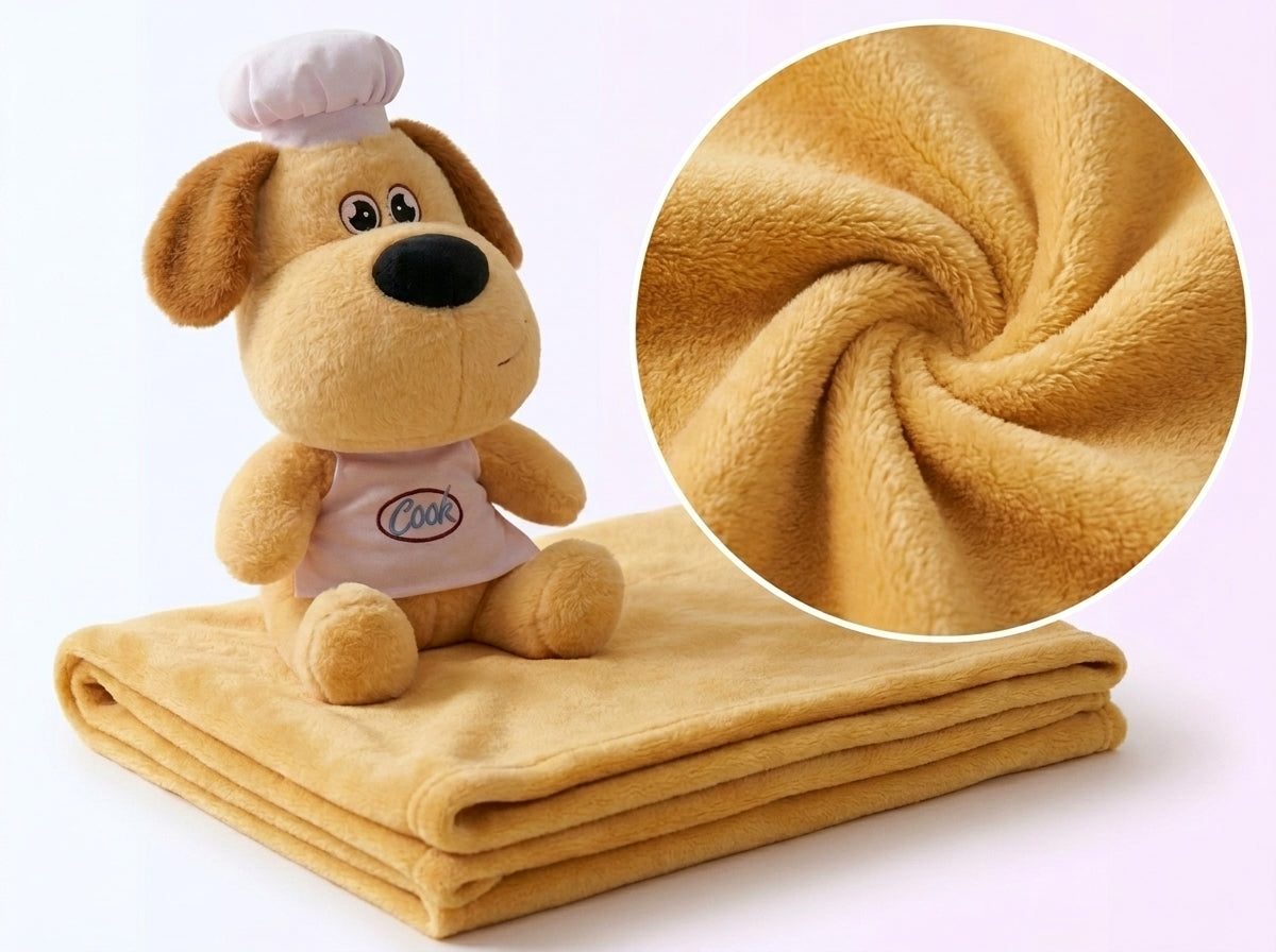 Chef paw 3 in 1 Kids Blanket, Pillow & Soft Toy (Golden)