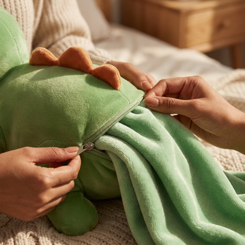 TinyRex 3 in 1 Kids Blanket, Pillow & Soft Toy (Green)