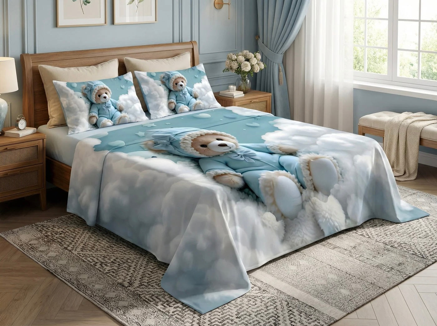 Fairy Tale SkyBuddy 7D Bedsheet Set – Blue