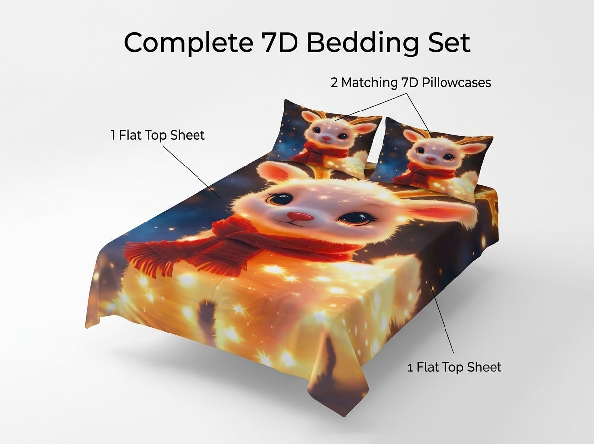 Moonveil 280-TC Printed 7D Bedsheet Set – (Midnight Blue)