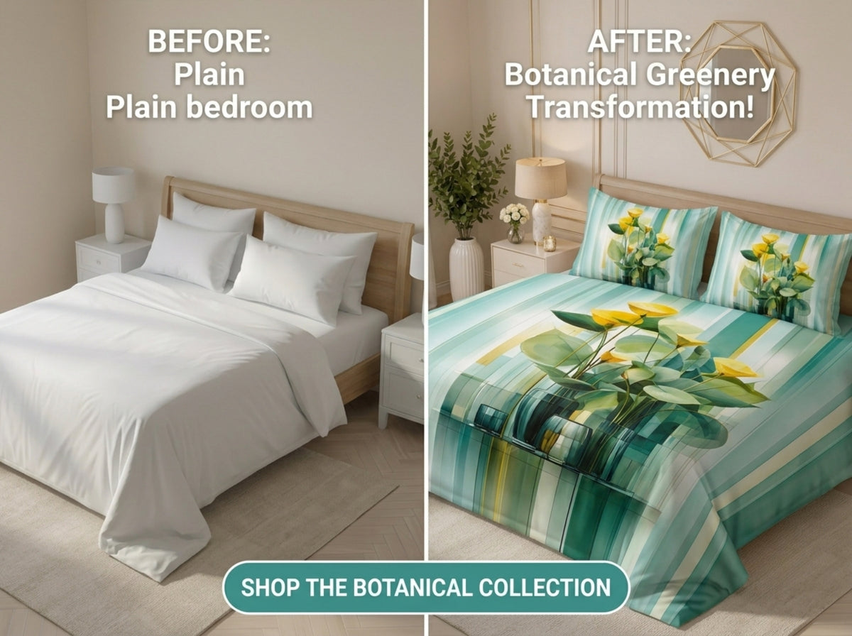 Botanical Glasshouse 280-TC 7D Bedsheet Set - (Aqua)