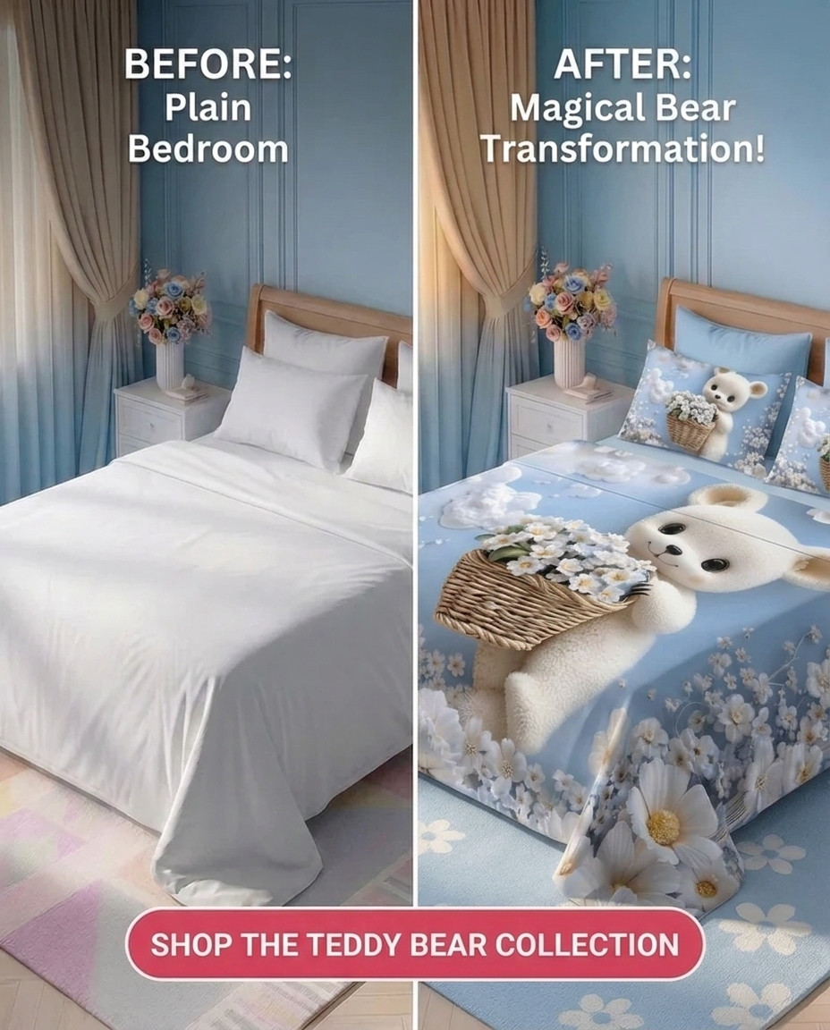 Fairy Tale Cozy Teddy 7D Bedsheet Set – Blue
