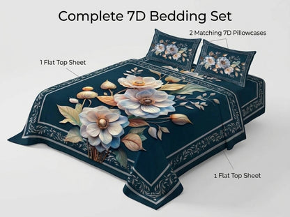 Fairy Tale Midnight Flower 280-TC 7D Bedsheet Set – (Navy)