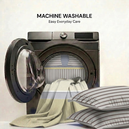 Linen Stripe Cotton Bedsheet & Comforter Set