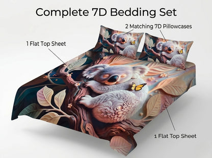 Koala Haven 280-TC 7D Bedsheet Set - (Multicolor)